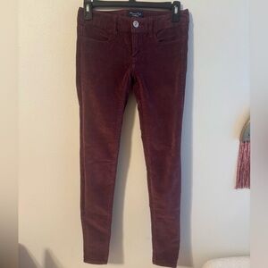 American Eagle Outfitters Maroon Skinny Pants corduroy